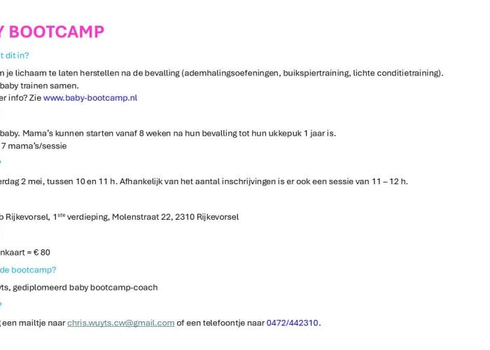 Baby Bootcamp, sporten voor mama én baby (8 weken-1 jaar) © baby-bootcamp.nl