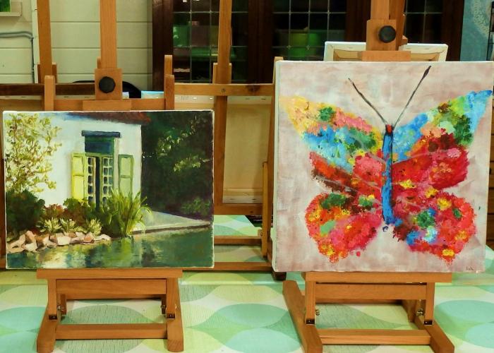 Opendeur Atelier aan de Vaart - schilderijen van de leerlingen © lve