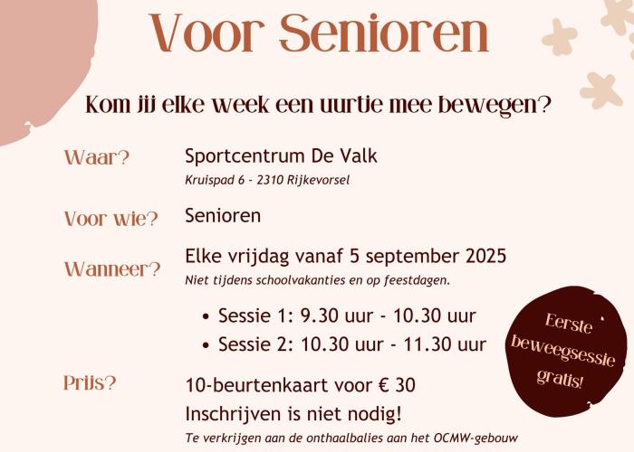 Beweegsessies voor senioren © lokaal bestuur Rijkevorsel