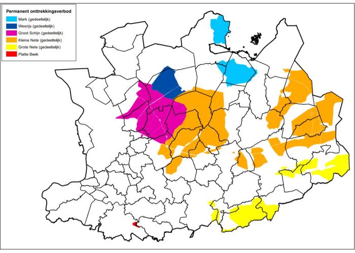 Permanente onttrekkingsverboden in de provincie Antwerpen vanaf 1 januari 2022