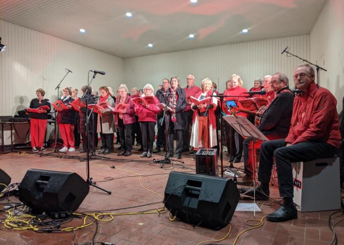 Zangkoor SmarTones zingt lied 'Veussel' op 2310-dag