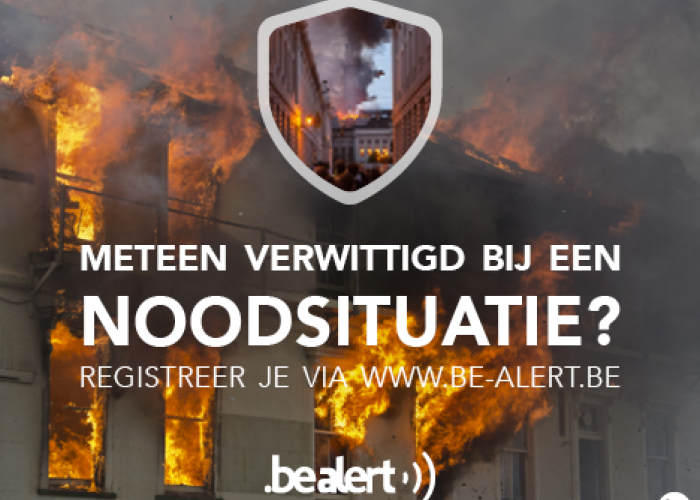 Schrijf je in op BE-Alert en word verwittigd bij een noodsituatie!